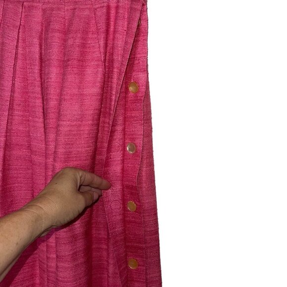 Jaxsport Vintage Womens A Line Midi Skirt Size 12 Pink Pleated Lined Pure Silk - Picture 7 of 13